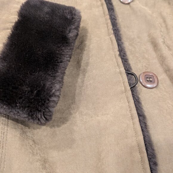 Reversible Brown Fur & Suede Teddy Jacket with Hood - Women M - Picture 11 of 13